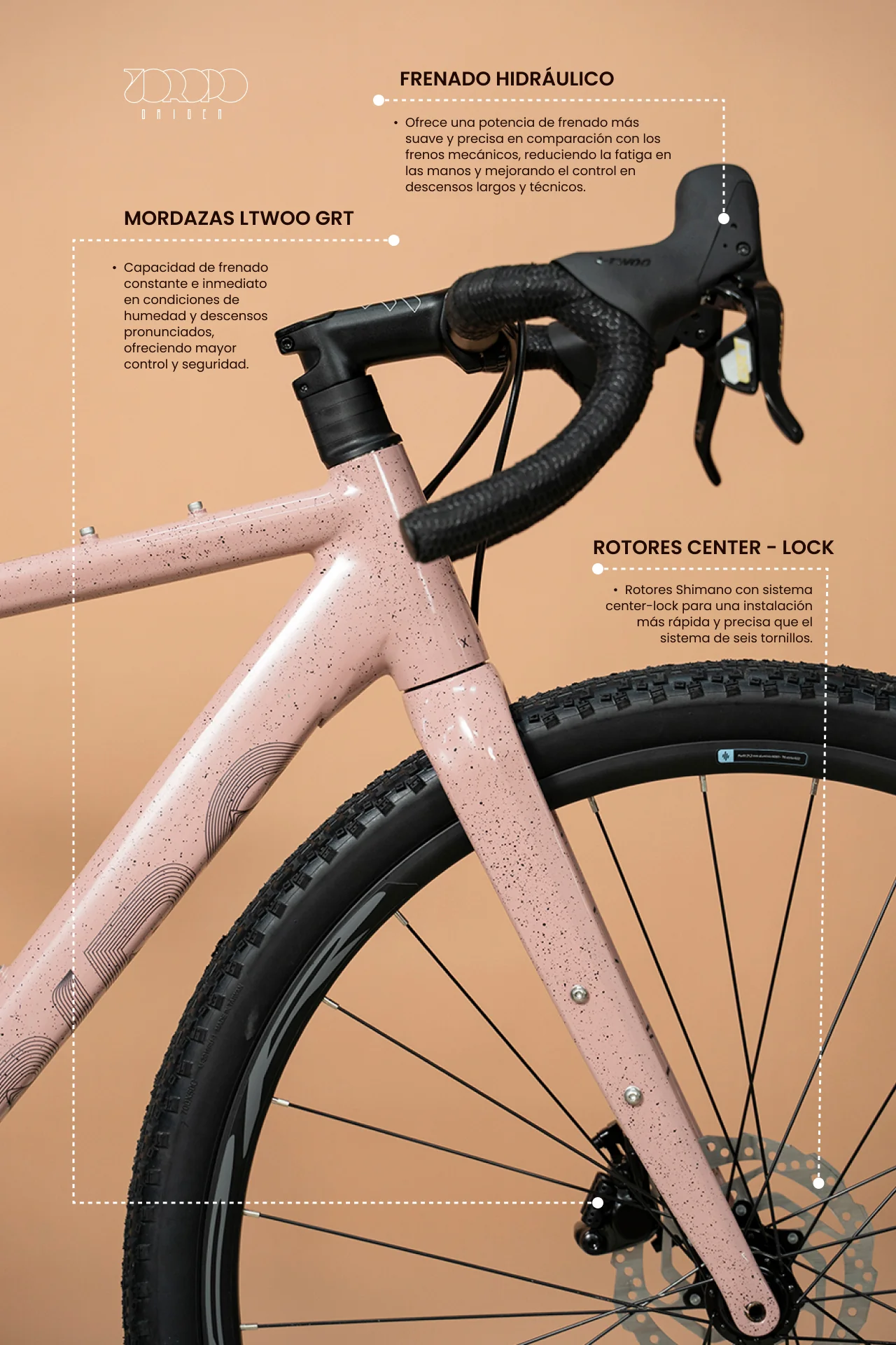 Bicicleta de gravel ORIGEN AL en aluminio con tenedor en carbono y grupo LTWOO GRT de 1x12 velocidades - Image 11