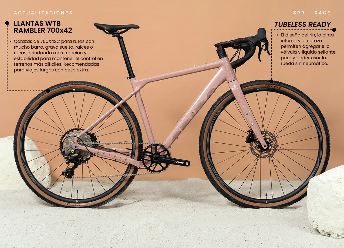 Bicicleta de gravel ORIGEN AL en aluminio con tenedor en carbono y grupo LTWOO GRT de 1x12 velocidades - Image 5