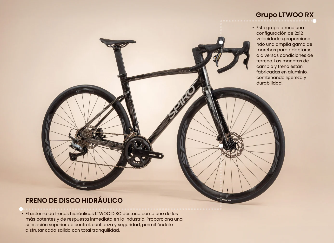 Bicicleta de ruta FREEDOM en aluminio con tenedor en carbono y LTWOO RX de 2x12 vel. - Image 12